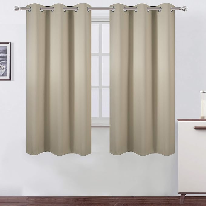LEMOMO Beige Thermal Blackout Curtains/42 x 63 Inch/Set of 2 Panels Room