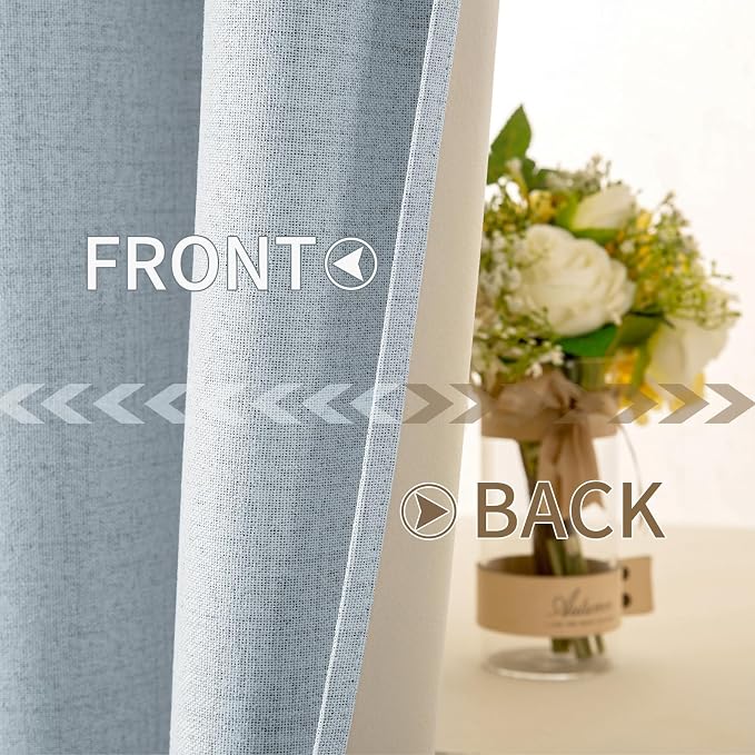 MIULEE Linen Textured Curtains Solid 100% Blackout