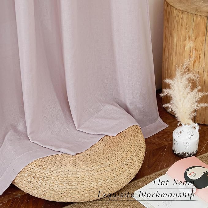 NICETOWN Blush Pink Linen Curtains