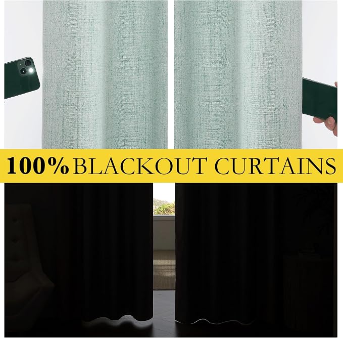 NICETOWN 100% Absolutely Blackout Linen Curtains