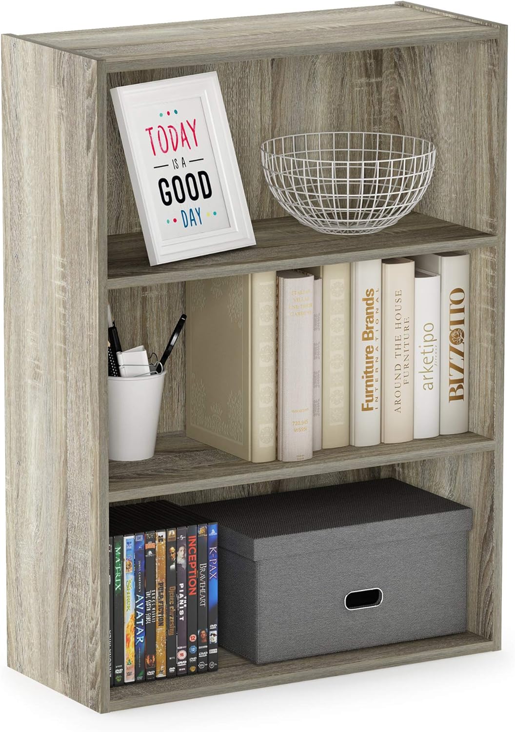 Furinno Pasir 3-Tier Open Shelf Bookcase, Sonoma Oak