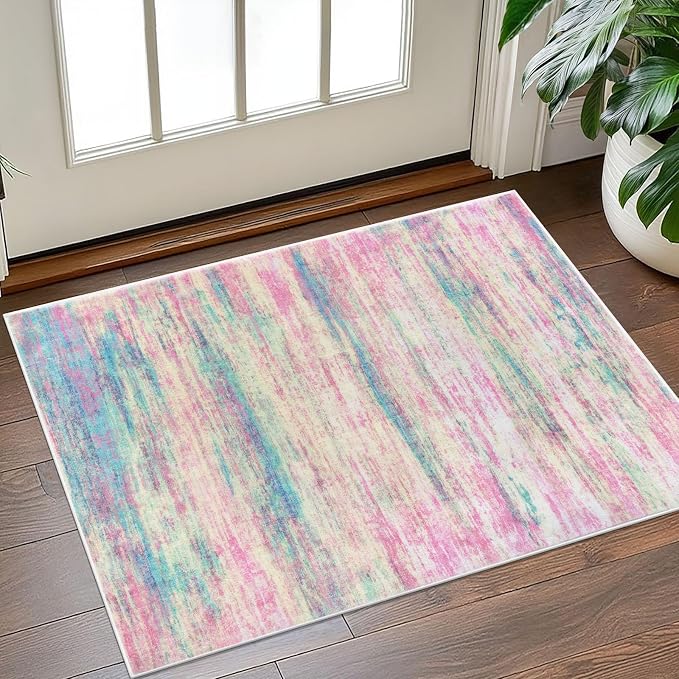 KOZYFLY Modern Abstract Small Area Rugs 2x3, Washable Indoor Front Door Mat