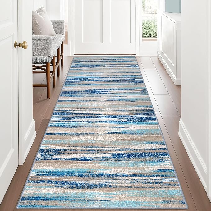 Lansny Modern Abstract Runner Rug 3x8