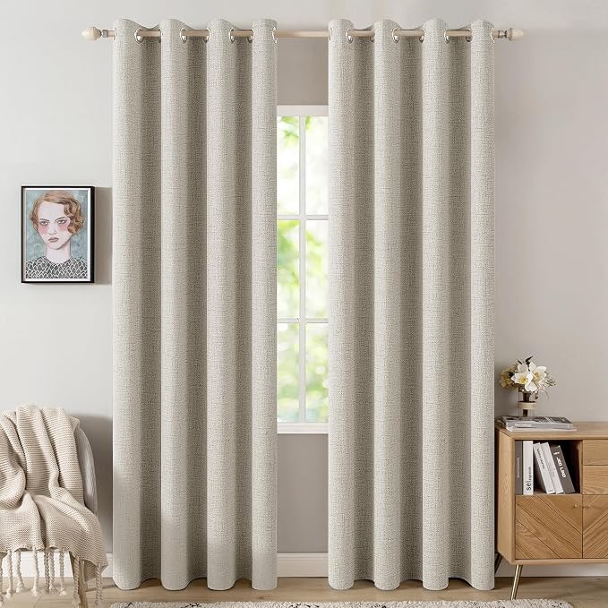 MIULEE Linen Curtains 100% Blackout