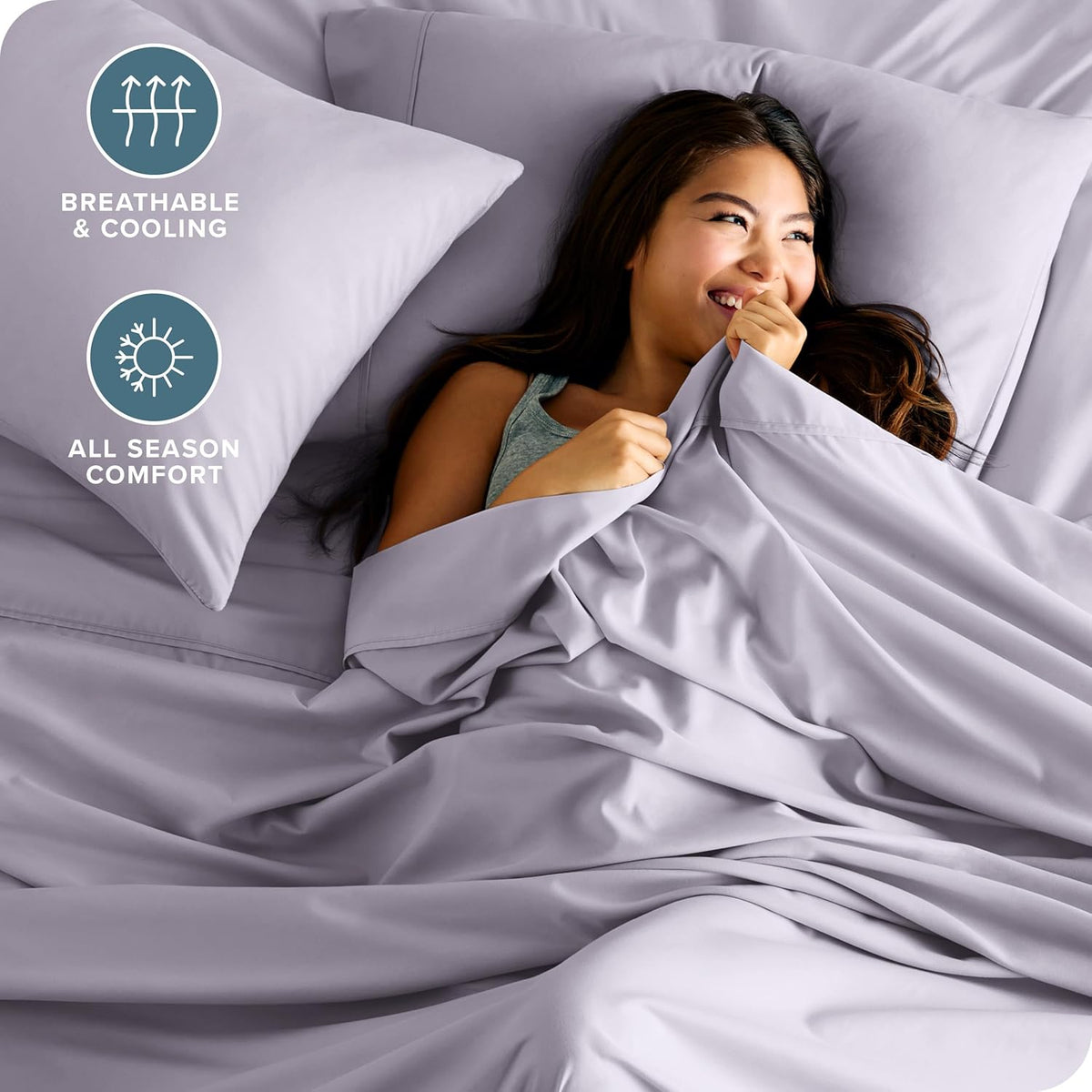 Bare Home Split Head Flex King Sheet Set - 1800 Ultra-Soft Microfiber Bed Sheets - Double Brushed - Deep Pockets - Easy Fit - 4 Piece Set - FlexTop (Split Head Flex King, Light Lavender)