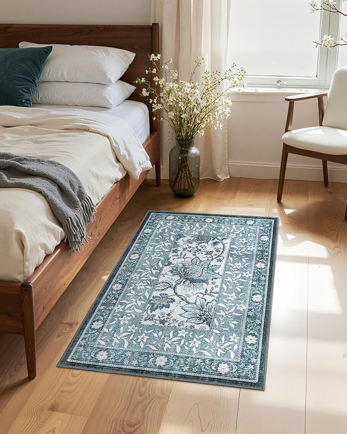 GarveeHome Mist Blue 2x3 Door Mat Indoor Rugs