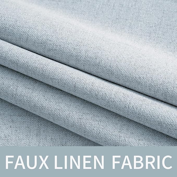 MIULEE Linen Textured Curtains for Bedroom Solid 100% Blackout Thermal