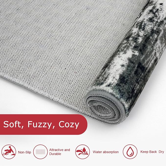 KOZYFLY 3x8 Ft Rug Modern Ombre Runner Rug