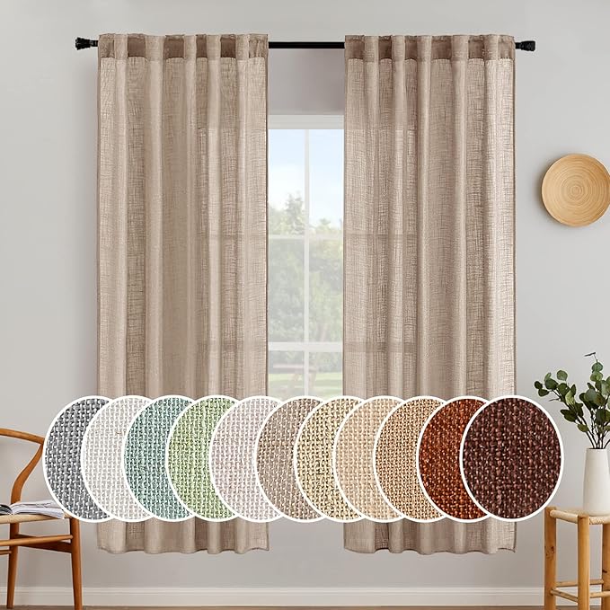 MIULEE Taupe Linen Curtains 72 Inch Length