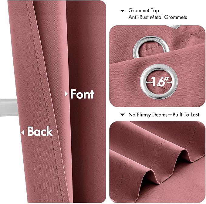 MIULEE Dusty Rose Blackout Curtains