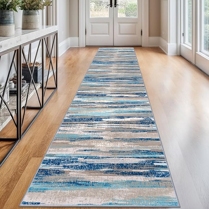 Lansny Modern Abstract Runner Rug 2.6x12