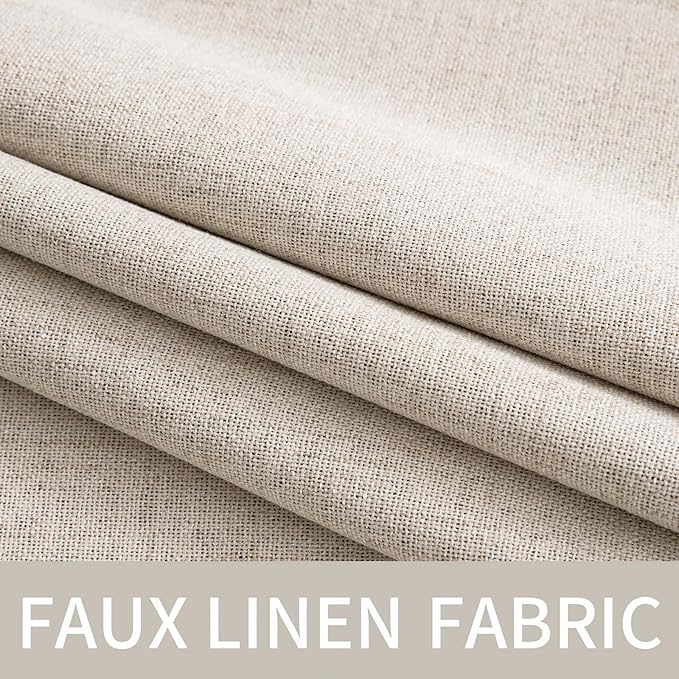 MIULEE Linen Textured Curtains for Bedroom Solid 100% Blackout Thermal