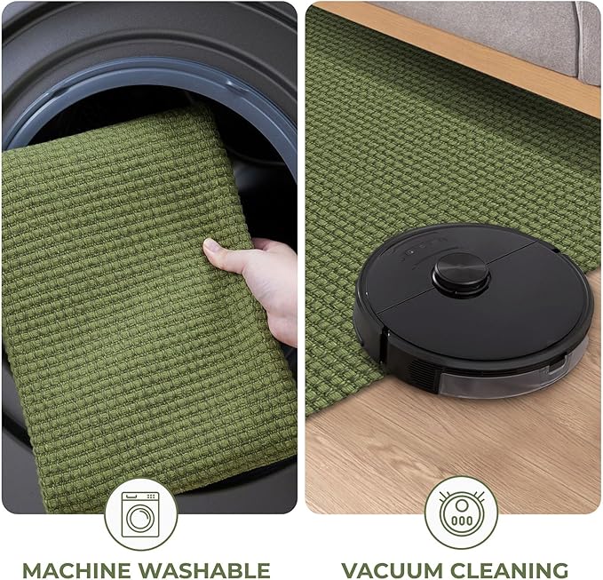 KOZYFLY Runners for Hallways 2x8 ft Washable Kitchen Runner Non Slip Rubber