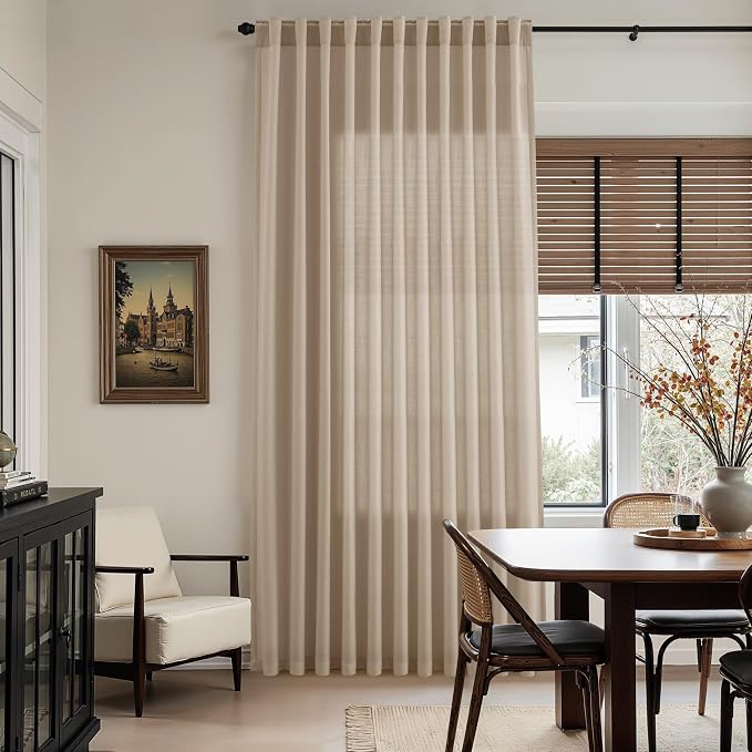 Sepia Beige Linen Curtains 90 Inches Long