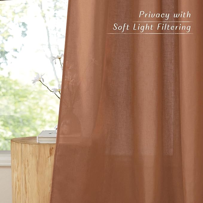 NICETOWN Caramel Linen Curtains