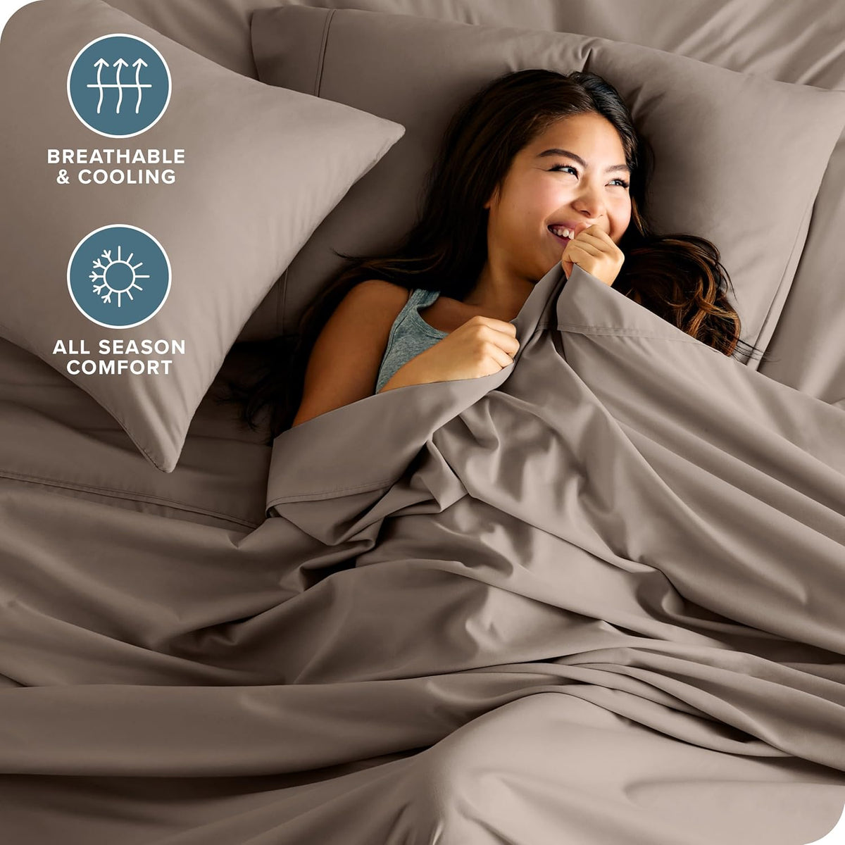 Bare Home Full XL Sheet Set - Luxury 1800 Ultra-Soft Microfiber Full Extra Long Bed Sheets - Double Brushed - Deep Pockets - Easy Fit - 4 Piece Set - Bedding Sheets & Pillowcases (Full XL, Taupe)