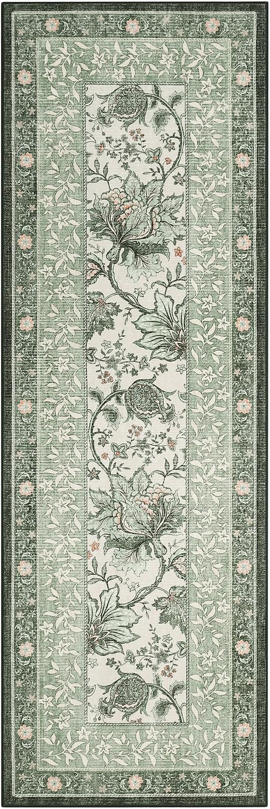 GarveeHome Sage Green 2x6 Washable Kitchen Runner Rugs Non Slip Provence