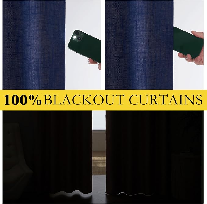NICETOWN 100% Absolutely Blackout Linen Curtains