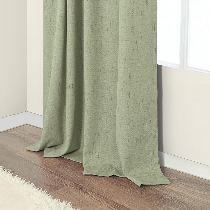 Pitalk Light Sage Green Black Out Curtains 63 Inch Long 2 Panel Set Back Tab