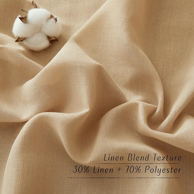 NICETOWN Semi Sheer Linen Burlap Curtains