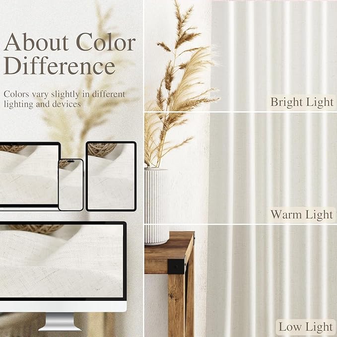 Nanspring 30 Inch Long Cream Curtains