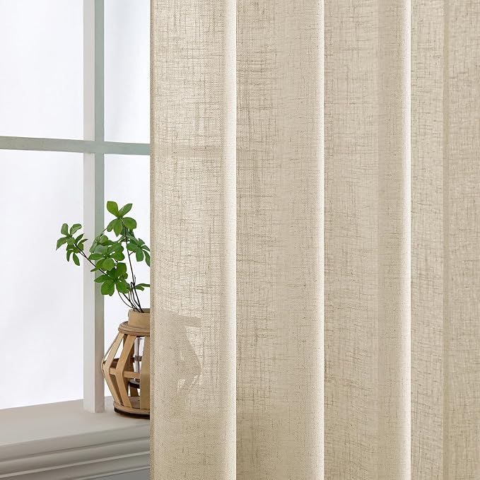MIULEE Linen Curtains 90 Inch Length 2 Panels
