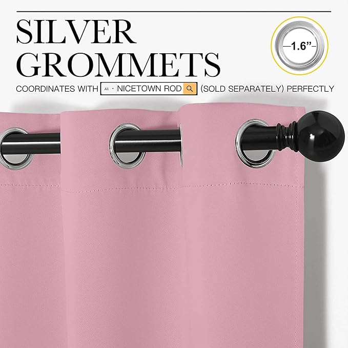 NICETOWN Window Curtain Panels, Thermal Insulated Solid Grommet Blackout