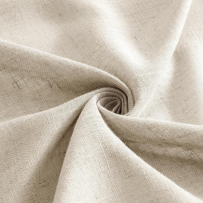 MIULEE Beige Linen Curtains 84 Inch Length 2 Panels