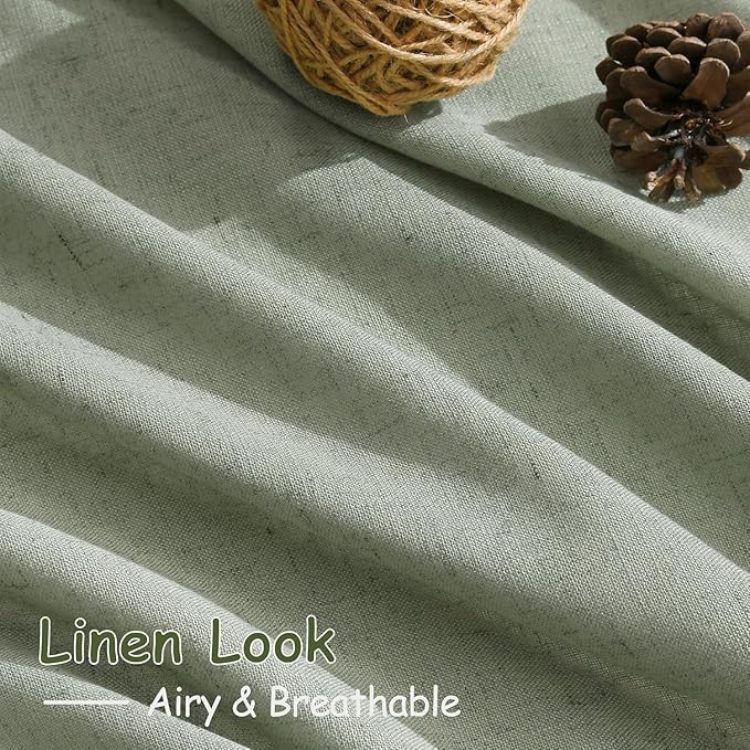 Desert Sage Linen Curtains for Living Room 100 Inches Long Light Filtering Semi