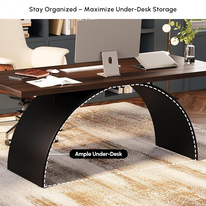homary 70.9" Industrial Style Desk, Office Writing Desk Walnut Desk Modern Computer Desk Home & Office Furniture Modern Computer Desk