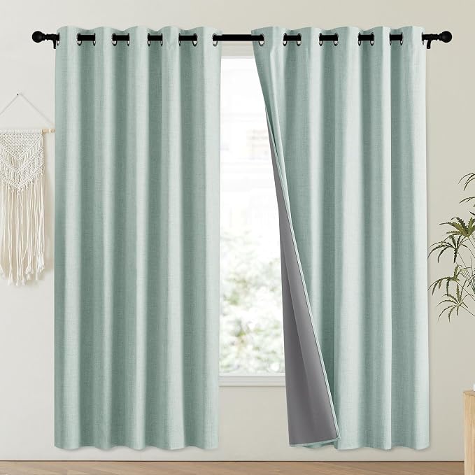 NICETOWN 100% Absolutely Blackout Linen Curtains