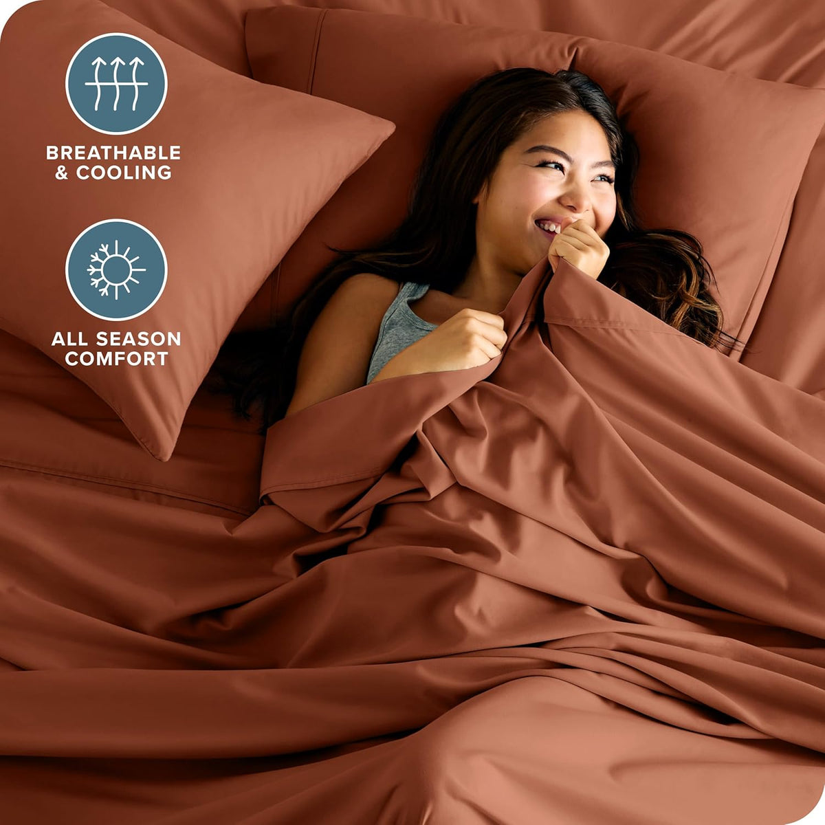 Bare Home King Sheet Set - Luxury 1800 Ultra-Soft Microfiber Queen Bed Sheets - Double Brushed - Deep Pockets - Easy Fit - 4 Piece Set - Bedding Sheets & Pillowcases (King, Terracotta)