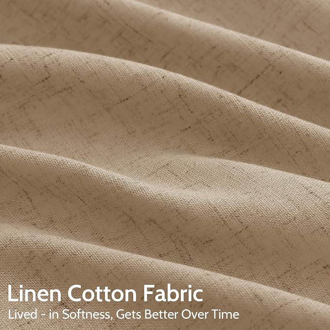 Nanspring Sand Beige Linen Curtains 84 Inch Length