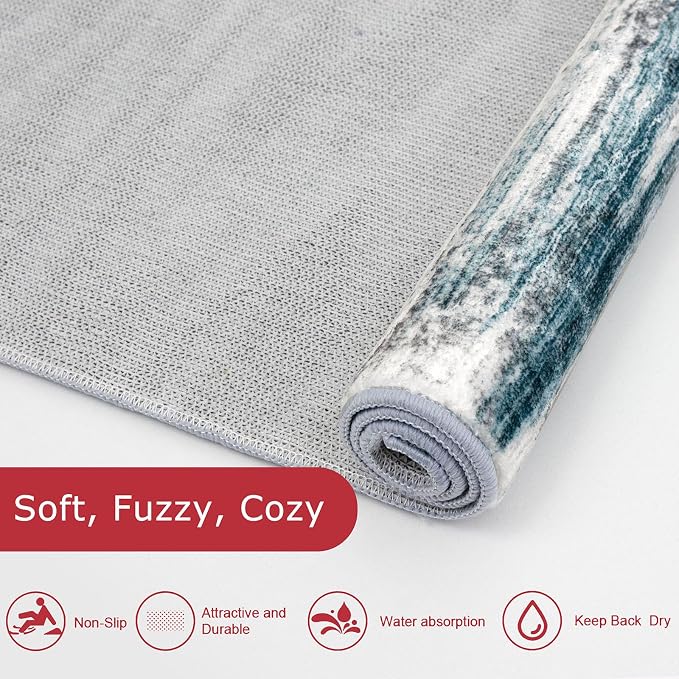 KOZYFLY Modern Abstract Hallway Runner Rug, 2x5 Washable Rug Runner Non-Slip