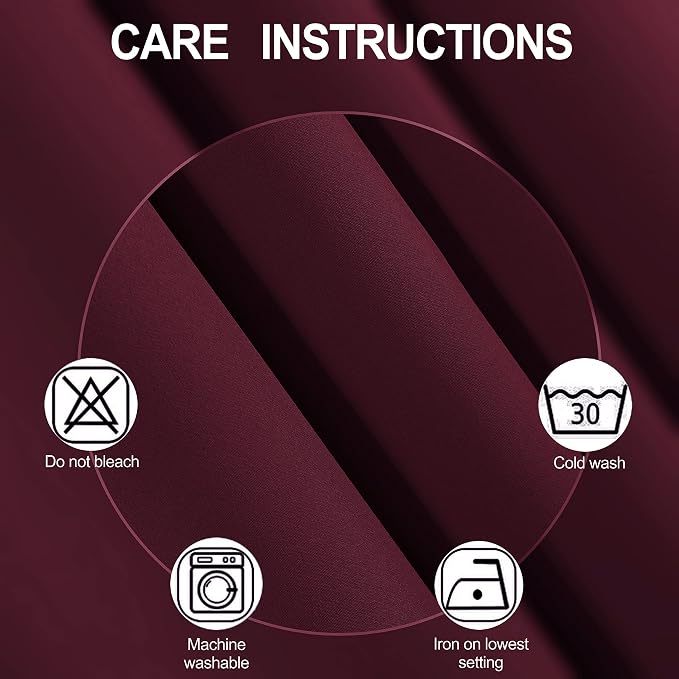LEMOMO Blackout Curtains 66 x 84 inch/Burgundy Red Curtains Set of 2