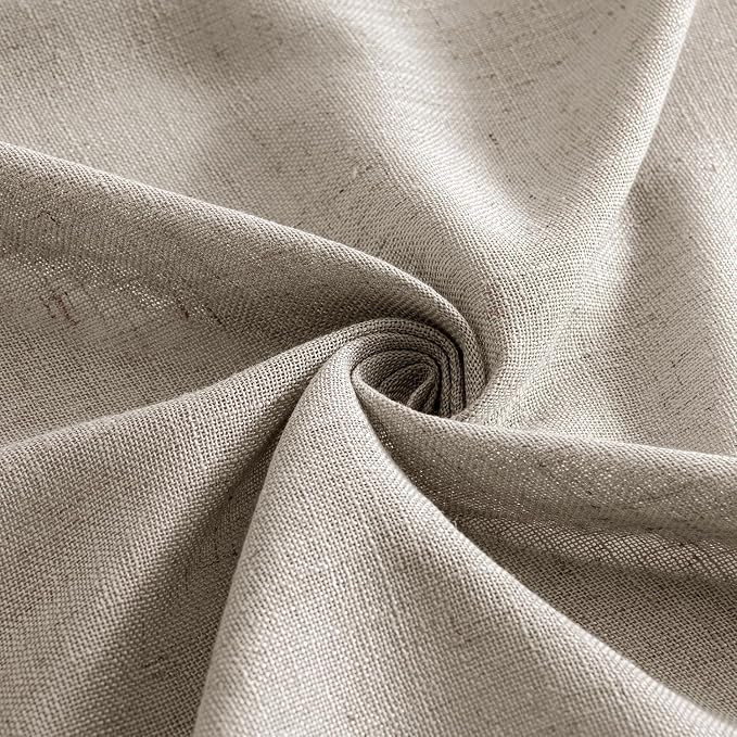 MIULEE Burlywood Birch Linen Curtains 45 Inch Length 2 Panels