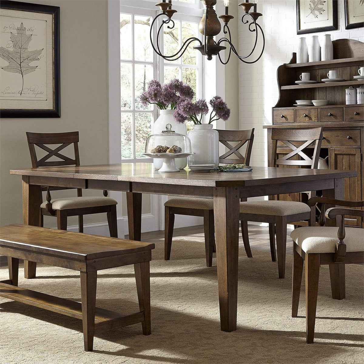 Liberty Furniture Industries Hearthstone Rectangular Leg Table, W108 x D44 x H30, Dark Brown