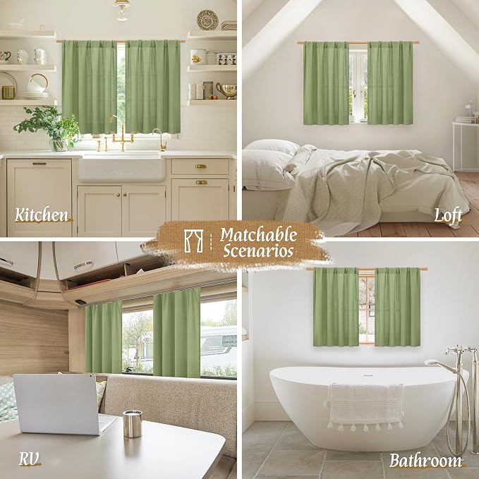LAMIT Sage Green Linen Curtains