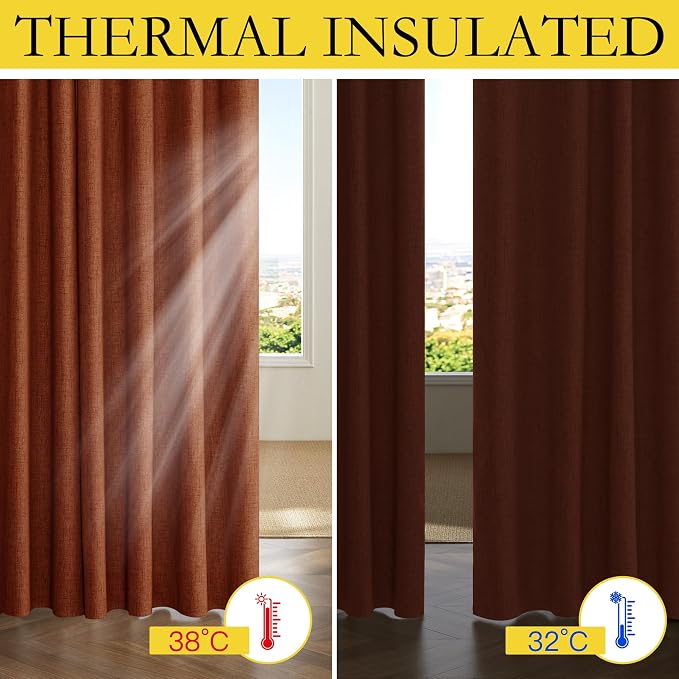 NICETOWN 100% Absolutely Blackout Linen Curtains