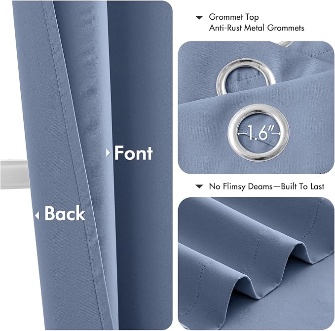 MIULEE Denim Blue Blackout Curtains