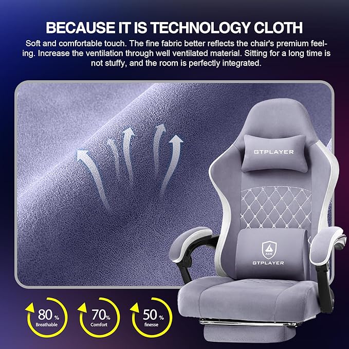 GTPLAYER Gaming Chair, Computer Office Chair with Pocket Spring Cushion, Linkage Armrests and Footrest, High Back Ergonomic Computer Chair with Lumbar Support Task Chair with Footrest