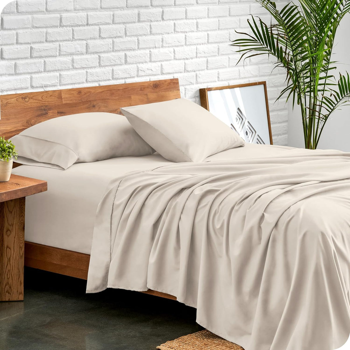 Bare Home Twin Sheet Set - 1800 Ultra-Soft Microfiber Bed Sheets - Double Brushed - Deep Pockets - Easy Fit - Extra Soft - 3 Piece Set - Bedding Sheets & Pillowcases (Twin, Wheat)