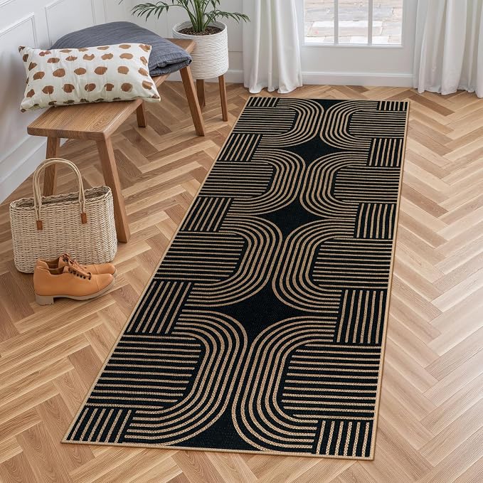 Lahome Modern Geometric Runner Rug, 2x6 Laundry Room Rug Runners