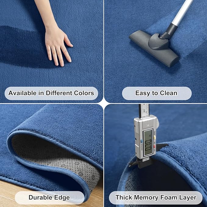 Amearea 4x4 Square Area Rugs for Bedroom Living Room, Modern Blue Thickened