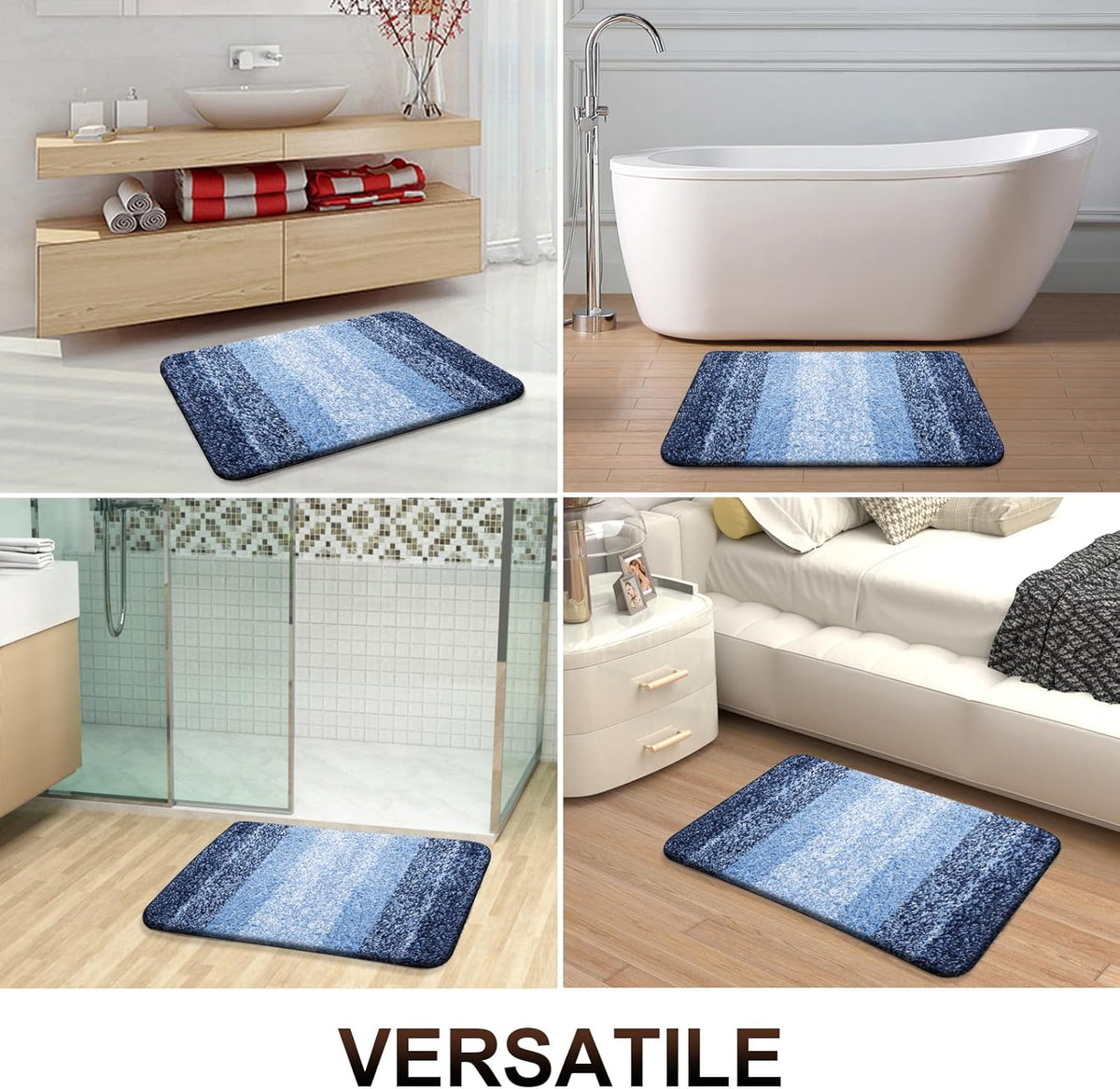 OLANLY Bathroom Runner Rugs 47x20, Extra Soft Absorbent Microfiber Bath Rugs, Rubber Backing, Quick Dry, Machine Washable Bath Mats for Bathroom Floor, Tub and Shower, Home Decor Accessories, Navy