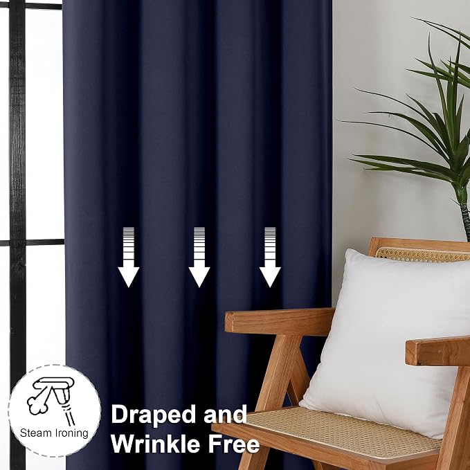 Simplebrand Ava Navy Blue Short 36 Inches Blackout Curtain 2 Panels Set