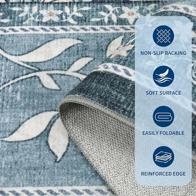 GarveeHome Mist Blue 2x3 Door Mat Indoor Rugs