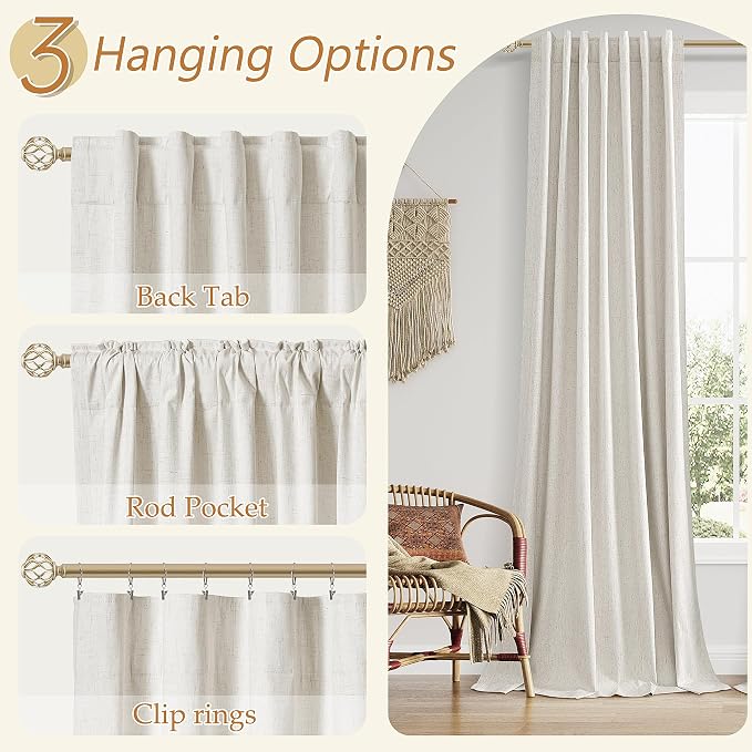 Guken Boho 100 Inches Long 100% Blackout Curtains Room Darkening Large Window