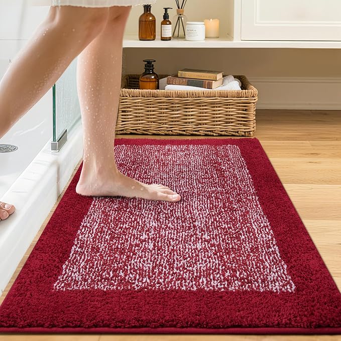 Bathroom Rugs 30x20 Non Slip Washable, Soft Absorbent Quick Dry Mats