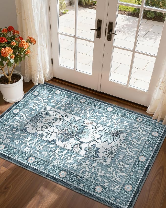 GarveeHome Mist Blue 2x3 Door Mat Indoor Rugs